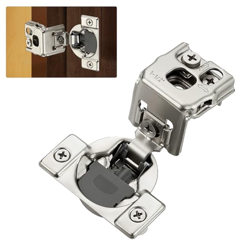 10 Pack (5 Pairs) 1-1/2" Overlay Soft Close Cabinet Hinges, Satin Nickel Stainless Steel Concealed Hinges with 3D Self-Closing for Face Frame Doors & Kitchens - size: 1-1/2 inch Overlay