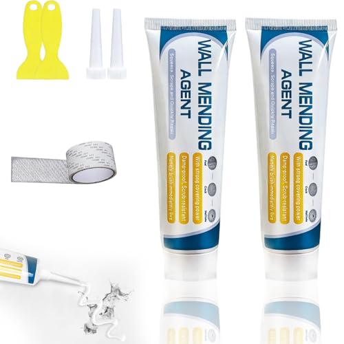 Drywall Patch Repair Kit - Wall Mending Agent for Nail Holes & Cracks | Non-Shrinking Wall Repair Paste with Scraper & Nozzle | Odorless, Quick-Drying Putty (2SETS) - color: 2SETS