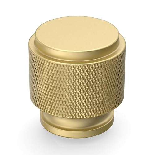 Asidrama 20 Pack Brushed Gold Zinc Alloy Knurled Dresser Knobs Cabinet Hardware for Dresser Drawers - color: Brushed Gold, style: 20 Pack