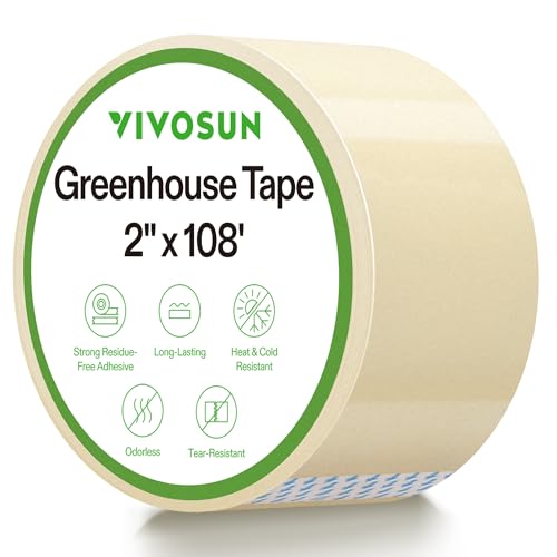 VIVOSUN Greenhouse Repair Tape, 6.3 mil 2" x 108' Weatherproof Clear Poly Patch Tape, Heavy Duty Greenhouse Sheeting Coverings Film Tape for Plastic Sheeting and Tents - size: 2”x108’