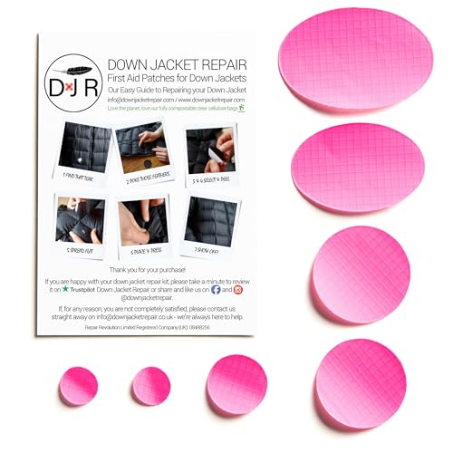 Down Jacket Repair Patches - Self-Adhesive Down Jacket Repair Patches | Waterproof, Tear-Resistant, Pre-Cut Patches | 7-Piece Set for Outdoor Gear, Sleeping Bags & Tent - color: Pink