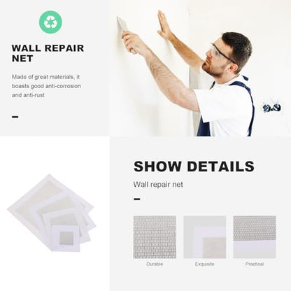 Kisangel 12pcs Self-Adhesive Fiberglass Wall Repair Patches Mesh Patch Kit for Drywall Hole Fixing White 2-8 Inch Household Wall Repair Supplies