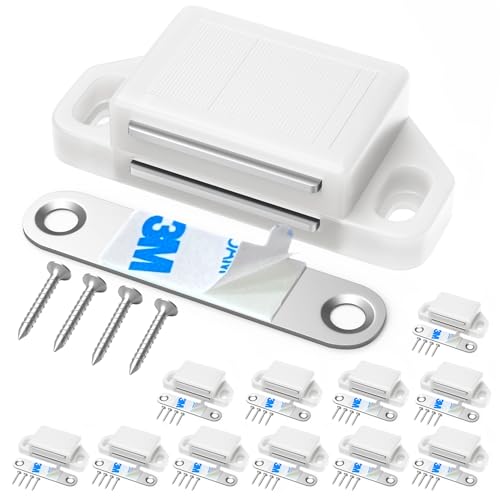 Tonitrui Cabinet Magnetic Catch Door Latch 30LB for Kitchen Drawer Magnets to Stay Closed Magnetic Catch Closet for Drawer（White 12 Pack） - color: White, size: 12 Pack