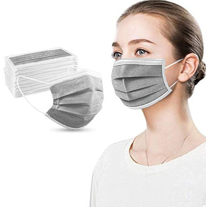 100PCS Grey 3 ply Disposable Face Masks,Protection Face Masks For Home,School,Office and Outdoors - color: Adult-100 Pack-grey