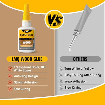 Wood Super Glue Liquid, Clear Instant Cyanoacrylate Adhesive for Wood Crafts Repair Woodworking, All Purpose CA Glue for Shoe Ceramic Plastic Leather Glass Model Metal Pottery Aquarium Porcelain Stone - size: 1oz-Thick