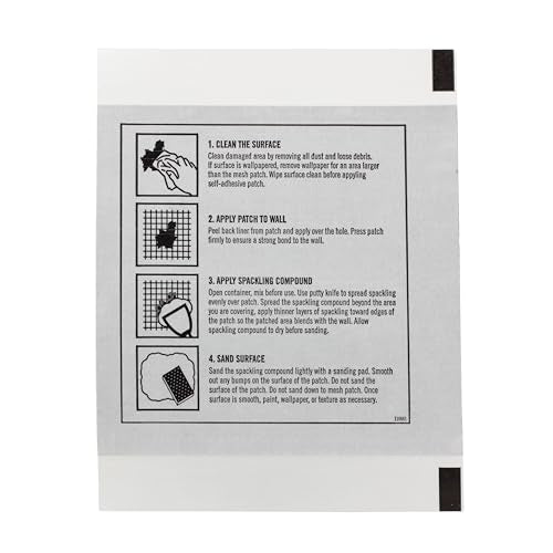Gorilla Flexible Wall Repair Patch, 4”x 4”, (Pack of 1) – Durable, Professional Looking Repairs on Walls & Ceilings
