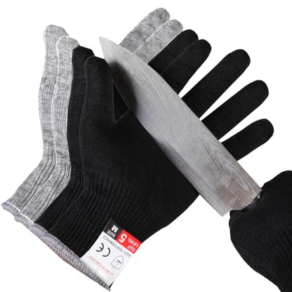 Kitchen Work Safety Protection Anti-Cutting Gloves Grade 5 Wear Resistance,Peel The Shell, Cut The Meat - color: Black- Grey, size: Small