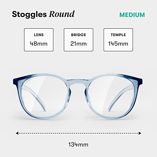 Stoggles Round Z87.1 Certified Polycarbonate Safety Glasses, Scratch & Shatter-Proof, Blue-Light & UV Blocking Lens, Top & Side Shields, Anti-Fog Dip Coated, Durable, Protective & Stylish Eyewear - color: Sky Blue
