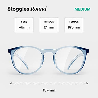 Stoggles Round Z87.1 Certified Polycarbonate Safety Glasses, Scratch & Shatter-Proof, Blue-Light & UV Blocking Lens, Top & Side Shields, Anti-Fog Dip Coated, Durable, Protective & Stylish Eyewear - color: Sky Blue