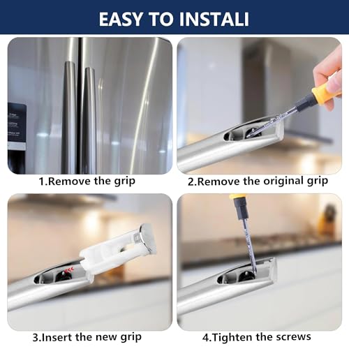 Upgraded DA61-07540A Freezer Door Handle Support Kit Compatible with Samsung Refrigerator Replacement Parts, Includes DA67-02787A Cap & 6009-001526 Screws, Fits AP5578979 PS4145181, White (4 Pack)
