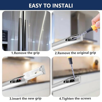 Upgraded DA61-07540A Freezer Door Handle Support Kit Compatible with Samsung Refrigerator Replacement Parts, Includes DA67-02787A Cap & 6009-001526 Screws, Fits AP5578979 PS4145181, White (4 Pack)