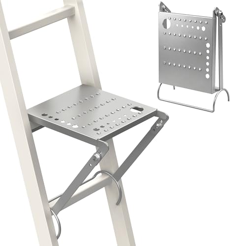 Ladder Platform Attachment, Ladder Accessories,Anti-Slip Extension Ladder Step, Heavy Duty Ladder Work Stand Ladder Paint Tray Holder 400 Pound (Silver Gray) - color: Silver/Gray