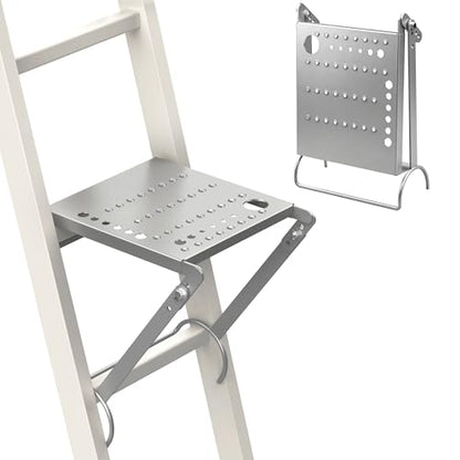 Ladder Platform Attachment, Ladder Accessories,Anti-Slip Extension Ladder Step, Heavy Duty Ladder Work Stand Ladder Paint Tray Holder 400 Pound (Silver Gray) - color: Silver/Gray