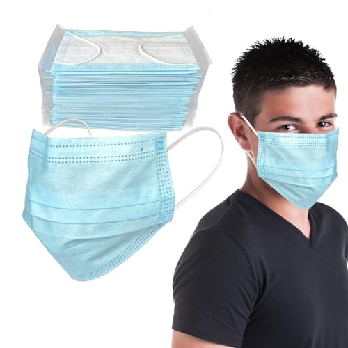 4-Ply Blue Disposable Face Mask for Adults Dust Protection Face Mask with Activated Carbon Filter 50 Packs Individual Wrapped - color: Blue 3-ply Filter Face Mask