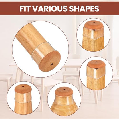 16Pcs Chair Leg Floor Protectors for Hardwood Floors - Silicone Felt Furniture Pads - Chair Leg Caps - Clear Rubber Chair Sliders - S(Fit:0.5"-0.8") - size: Round-Small
