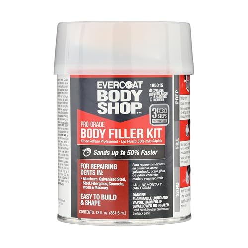 Evercoat Body Shop 105015 Pro-Grade Body Filler Kit, Easy to Build and Shape, Multipurpose for Dents in Aluminum, Fiberglass & More, Easy Mix Hardener Included 13 Fl Oz. - size: 13 Fl Oz., style: Body Filler Kit
