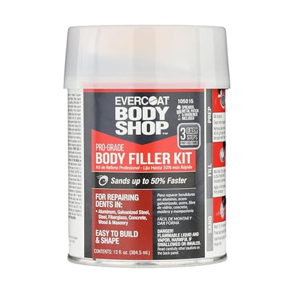 Evercoat Body Shop 105015 Pro-Grade Body Filler Kit, Easy to Build and Shape, Multipurpose for Dents in Aluminum, Fiberglass & More, Easy Mix Hardener Included 13 Fl Oz. - size: 13 Fl Oz., style: Body Filler Kit