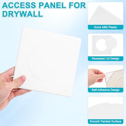 M METERXITY 1-Pack Access Panel for Drywall, 4x4 Inch Plastic Self Adhesive Wall Hole Cover Access Doors for Wiring Cable/Ceiling, Removable Plumbing Wall Panel [White, Round] - color: White