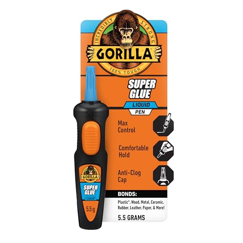 Gorilla Super Glue Pen, Cyanoacrylate Glue, Fast Setting, Precise Dispensing Pen Shaped Applicator, Clear, 5.5g (Pack of 1) - size: Pack of 1, style: Liquid