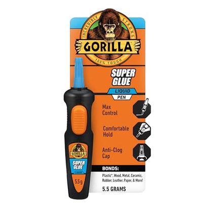 Gorilla Super Glue Pen, Cyanoacrylate Glue, Fast Setting, Precise Dispensing Pen Shaped Applicator, Clear, 5.5g (Pack of 1) - size: Pack of 1, style: Liquid