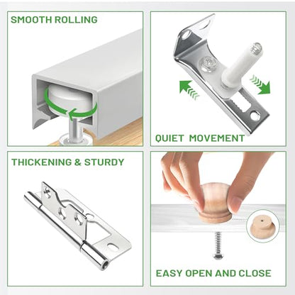 48IN Bi-fold Door Track Kit, 2Kit White Bi-fold Door Hardware Closet Door Track Repair Tool Kit Included Full Accessories - size: 48IN - 2Kit