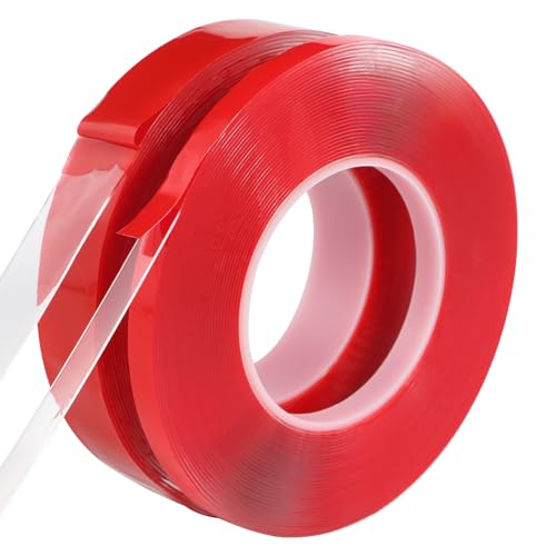 Qoqooice Acrylic Double Sided Tape Heavy Duty Mounting Tape 0.4"/1“ x 33 FT Resistente Clear Super Stick Tape with Acrylic High Tack Strong Adhesive for Outdoor Indoor - size: 0.4 Inch and 1 Inch x 33FT
