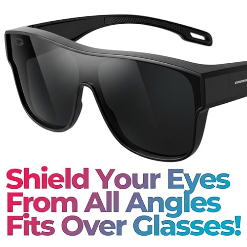 Cover-Ups Black Fit Over Sunglasses - Wrap Around Sunglasses - People Who Wear Prescription Glasses in the Sun - color: Gloss / Black