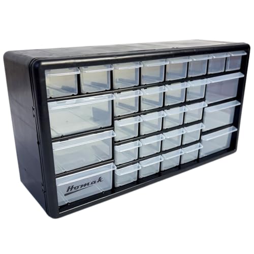 Homak 30-Drawer Parts Organizer, Black, HA01030102 - size: 30-Drawer