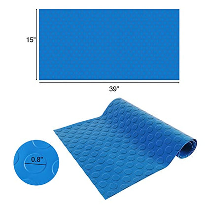 Large Swimming Pool Ladder Mat, 15"x39" Protective Non-Slip Pool Step Pad for Above Ground Swimming Pools Liner and Stairs (Blue, Round Texture)