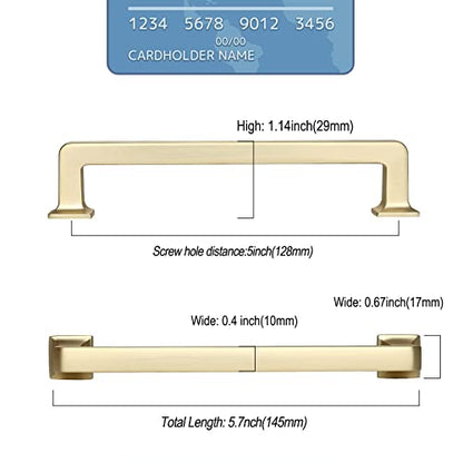 9BUILD 5 Inch(128MM) Hole Centers 10 Pack Brushed Brass Cabinet Pulls Kitchen Brushed Gold Cabinet Handles Cabinet Hardware Kitchen Handles for Cabinets Cupboard Handles Drawer Pulls - color: Brushed Brass, size: 5"/128MM Hole Center, style: 10 Pack