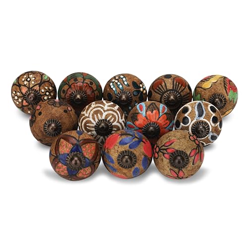 Craft Trade Ceramic Cabinet Knobs for Drawer, Kitchen Cabinets & Cupboard – Decorative Furniture Knobs & Pull Handles for Dresser & Wardrobe (Brown, Set of 12) - color: Dark Brown, style: 12