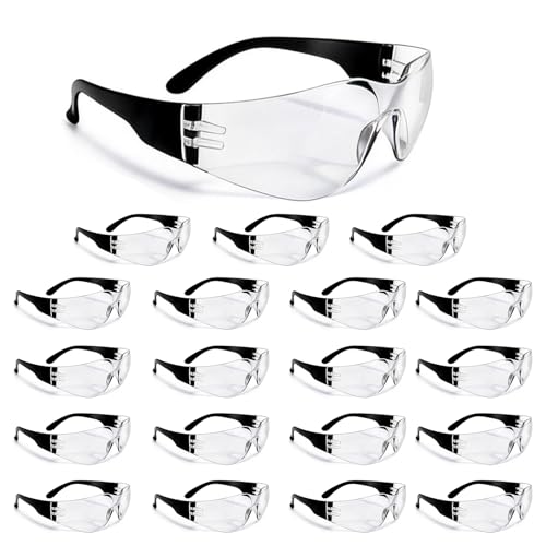 BIRDDIE Safety Glasses 20pcs,Bulk Anti-Fog Clear Safety Glasses,Scratch Impact Resistant Protective Glasses For Construction, Yard Work, Laboratories,Carpenter, StonMason,for Men And Women - color: Black