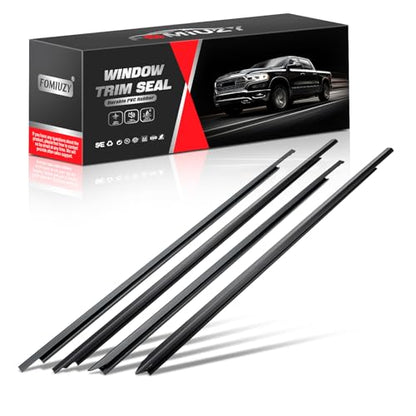Window Moulding Belt Glass Sweep Felt Trim Seal Weather Stripping Kit Fit for Dodge Ram 1500 2500 3500 4500 5500 Crew Cab 2009-2021 Replaces 55112376AH 55112377AH 55372138AH 55372139AH