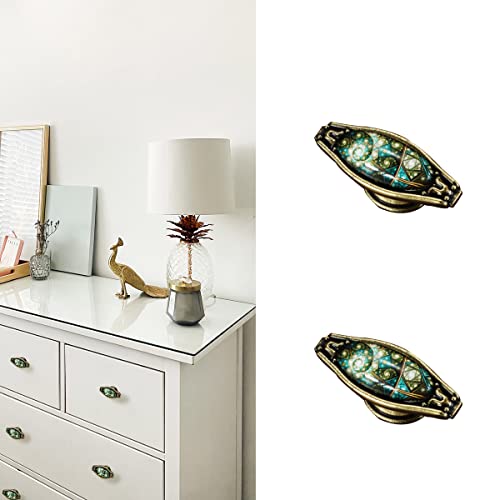 Oval Knobs Zinc Alloy Cabinet Pulls Furniture Knobs Starry Pattern Cupboard Handle Drawer Pulls Solid Metal Kitchen Hardware Handles for Cabinet Drawer Wardrobe (2pcs/Set) - color: Starry, size: Oval