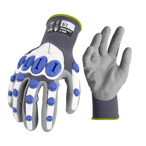 Safety Work Gloves Men Women, Impact Gloves with TPR Protection, Cut Resistant Gloves with Anti-Slip Nitrile Palm,Touch Screen Mechanic Heavy Duty Glove,Impact Resistant Glove for Construction - color: Grey, size: Small