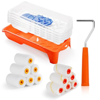 Paint Roller, 2 Inch Small Paint Roller Kit with High-Density Foam Paint Roller, Microfiber Paint Rollers, Paint Tray, Paint Tray Liner, Roller Frame, Pack of 19 - size: 2 Inch Kit, 19 Pack