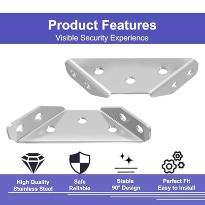 24 Pcs Stainless Steel Corner Brackets with Screws, Angle Connectors for Wood Furniture, Shelves, Chairs, Drawers, Cabinets - size: 24 Pcs