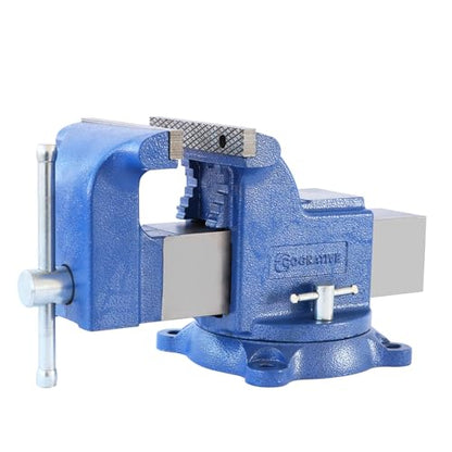 6" Heavy-Duty Bench Vise 13200LBS Stronger Clamping Force Ductile Iron Bench Vise 6 Inch 360° Swivel Bench Vice with Anvil Blue, Include Mini Bench Vice Clamp - size: 6-inch