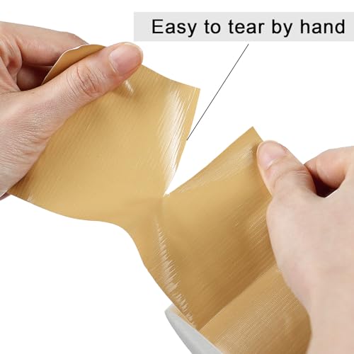 BOMEI PACK 4" Tan Brown Duct Tape Wide Roll, 4 Inch x 60 Yards, Industrial Grade, Heavy Duty, Waterproof and UV Resistant, Residue Free for Repairing - color: Tan