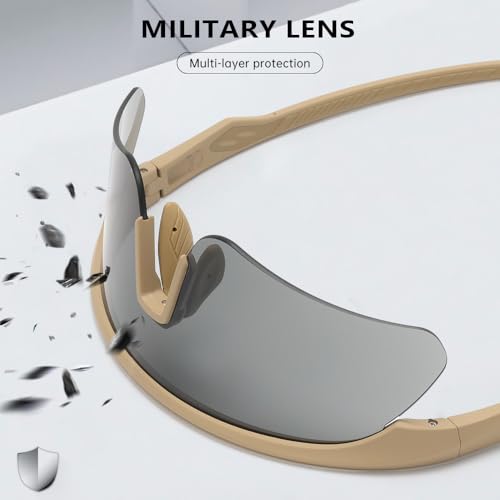 Polarized Protective safety Sunglasses UV400, Lightweight Wraparound Shooting Sports Glasses for Men Women - color: Tan Yellow