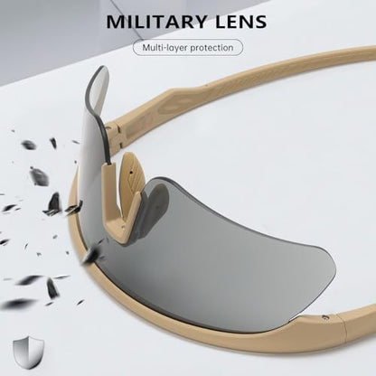 Polarized Protective safety Sunglasses UV400, Lightweight Wraparound Shooting Sports Glasses for Men Women - color: Tan Yellow