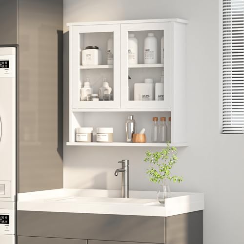 Modern Hanging Bathroom Cabinet, Sturdy Wooden Medicine Cabinet with Buffering Hinge & Anti-Scratch Door, Space-Saving Wall Mounted Over Toilet (Acrylic-Insert Panel Door) - style: Acrylic-Insert Panel Door