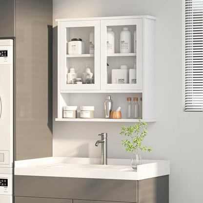 Modern Hanging Bathroom Cabinet, Sturdy Wooden Medicine Cabinet with Buffering Hinge & Anti-Scratch Door, Space-Saving Wall Mounted Over Toilet (Acrylic-Insert Panel Door) - style: Acrylic-Insert Panel Door