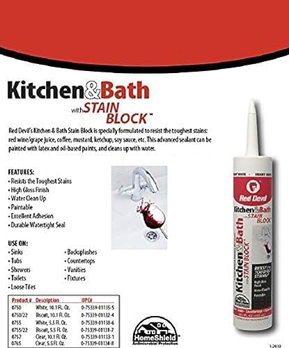 Red Devil 0755 Kitchen & Bath Stain Block Sealant Squeeze Tube, 5.5 oz. - color: White, size: 1 Pack, style: 5.5 oz.