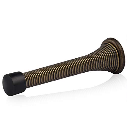 HOMOTEK 30 Pack Spring Door Stopper with Rubber Bumper 3-1/8" Flexible Spring Heavy Duty Wall Door Stop Low Mounted Door Bumper for Home (Antique Brass) - color: Antique Brass, size: 30 Pack