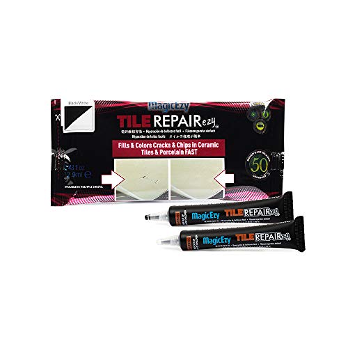 MagicEzy Tile RepairEzy (Black/White) - Laminate Floor Repair Kit - Ceramic Tile Repair Kit - Bathroom Tile Repair Kit - Crack Filler - Gray Porcelain, Ceramic, Acrylic, Stone, PVC, Fiberglass, Vinyl - color: Black / White Kit