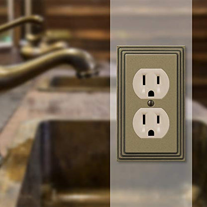 Amerelle Steps Single Duplex Cast Metal Wallplate in Rustic Brass Cast - color: Rustic Brass, size: 1 Duplex
