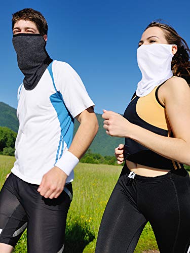 SATINIOR 4 Pcs Neck Gaiter with Ear Loops Neck Covers Bandana Cloth Face Gaiter Mask for Men Women Summer Non Slip Headwear - color: White, Grey
