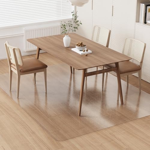 Clear Plastic Area Mat for Under Dining Table, 8'×10' Large No Slip Waterproof Vinyl Area Rug for Home, Anti-Spill Hard Floor Protector Cover, Splat Mat for Under High Chair, Easy Clean Floor Mat - color: Frosted Clear, size: 8' x 10' (Rectangular)