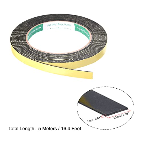 uxcell Sealing Foam Tape 10mm Wide 1mm Thick 5m/16.4ft Long, Self Adhesive Weather Strip for Window Door Insulation - size: 10mmx1mmx5m